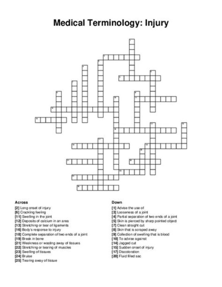 Comprehensive Injury Reminder Crossword Puzzle For Enhanced Health And Safety