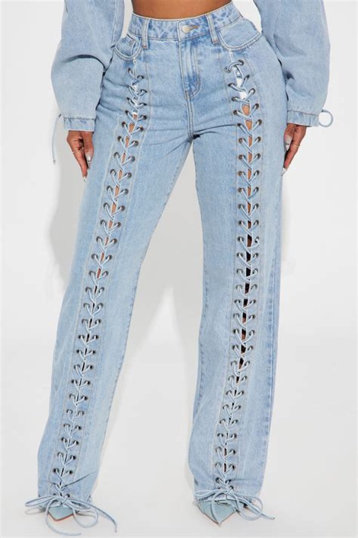 Step Into Style: Laced Up Denim Heels For A Bold Statement